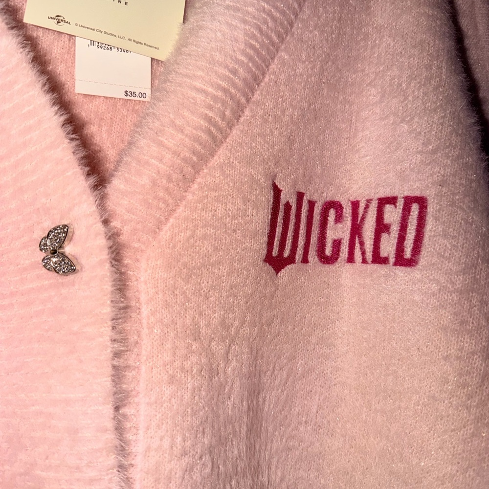 Pink Wicked Cardigan with Brooch Butterfly Buttons